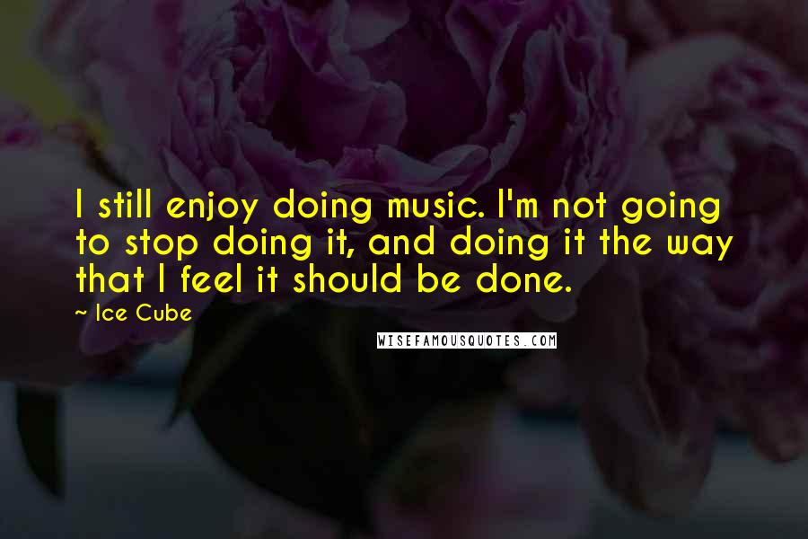 Ice Cube Quotes: I still enjoy doing music. I'm not going to stop doing it, and doing it the way that I feel it should be done.