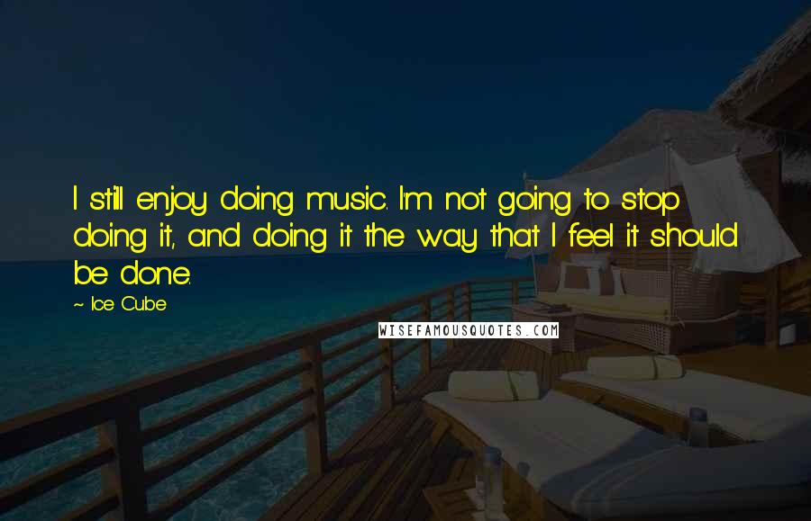 Ice Cube Quotes: I still enjoy doing music. I'm not going to stop doing it, and doing it the way that I feel it should be done.