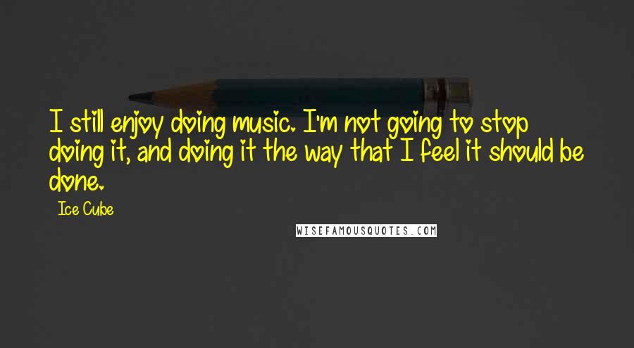 Ice Cube Quotes: I still enjoy doing music. I'm not going to stop doing it, and doing it the way that I feel it should be done.