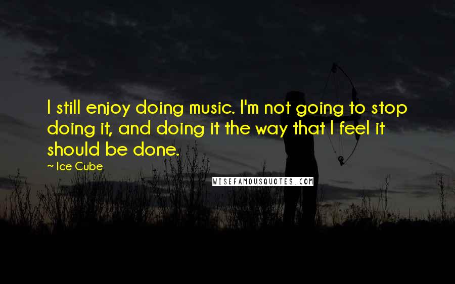 Ice Cube Quotes: I still enjoy doing music. I'm not going to stop doing it, and doing it the way that I feel it should be done.