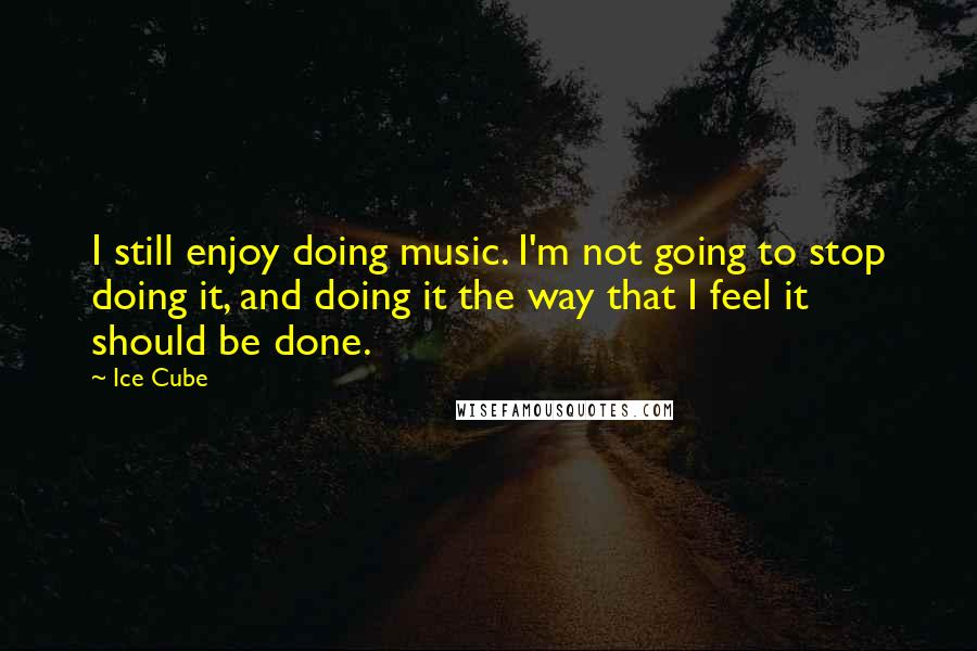 Ice Cube Quotes: I still enjoy doing music. I'm not going to stop doing it, and doing it the way that I feel it should be done.