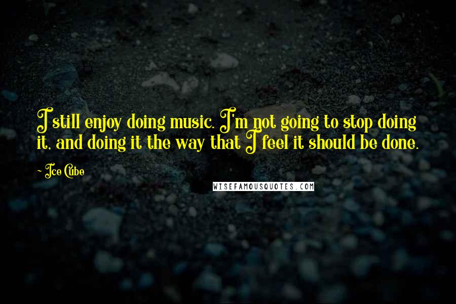 Ice Cube Quotes: I still enjoy doing music. I'm not going to stop doing it, and doing it the way that I feel it should be done.