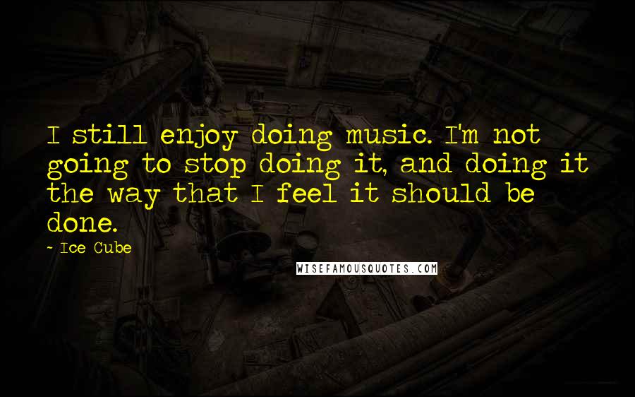 Ice Cube Quotes: I still enjoy doing music. I'm not going to stop doing it, and doing it the way that I feel it should be done.