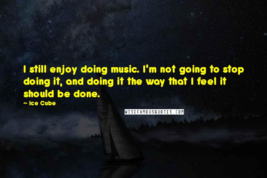 Ice Cube Quotes: I still enjoy doing music. I'm not going to stop doing it, and doing it the way that I feel it should be done.