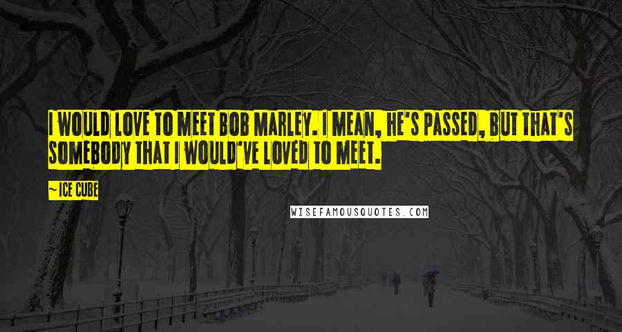 Ice Cube Quotes: I would love to meet Bob Marley. I mean, he's passed, but that's somebody that I would've loved to meet.