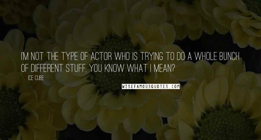 Ice Cube Quotes: I'm not the type of actor who is trying to do a whole bunch of different stuff, you know what I mean?