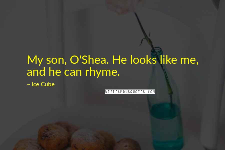 Ice Cube Quotes: My son, O'Shea. He looks like me, and he can rhyme.
