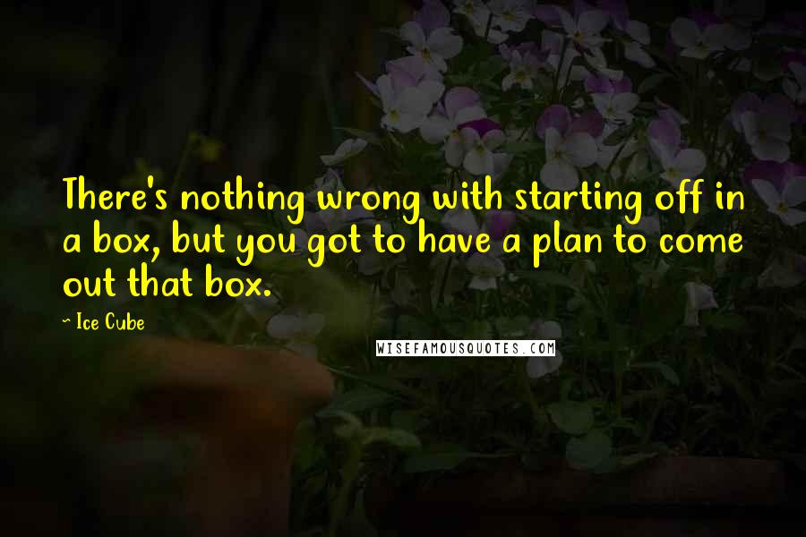 Ice Cube Quotes: There's nothing wrong with starting off in a box, but you got to have a plan to come out that box.