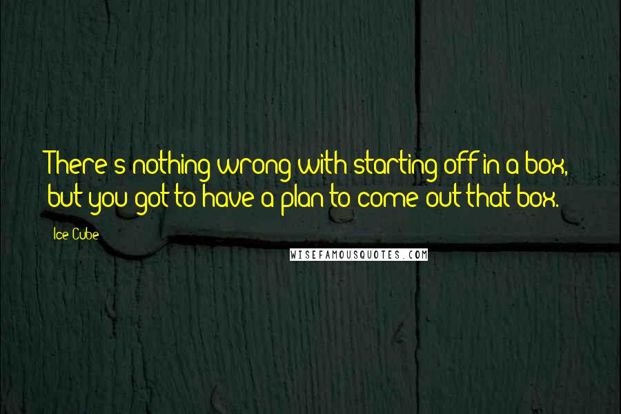 Ice Cube Quotes: There's nothing wrong with starting off in a box, but you got to have a plan to come out that box.