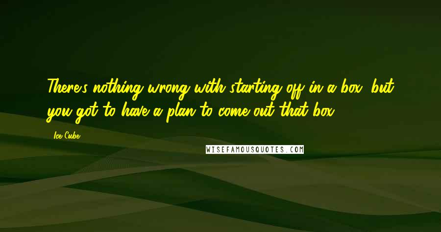 Ice Cube Quotes: There's nothing wrong with starting off in a box, but you got to have a plan to come out that box.