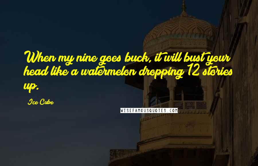 Ice Cube Quotes: When my nine goes buck, it will bust your head like a watermelon dropping 12 stories up.