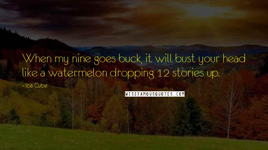 Ice Cube Quotes: When my nine goes buck, it will bust your head like a watermelon dropping 12 stories up.