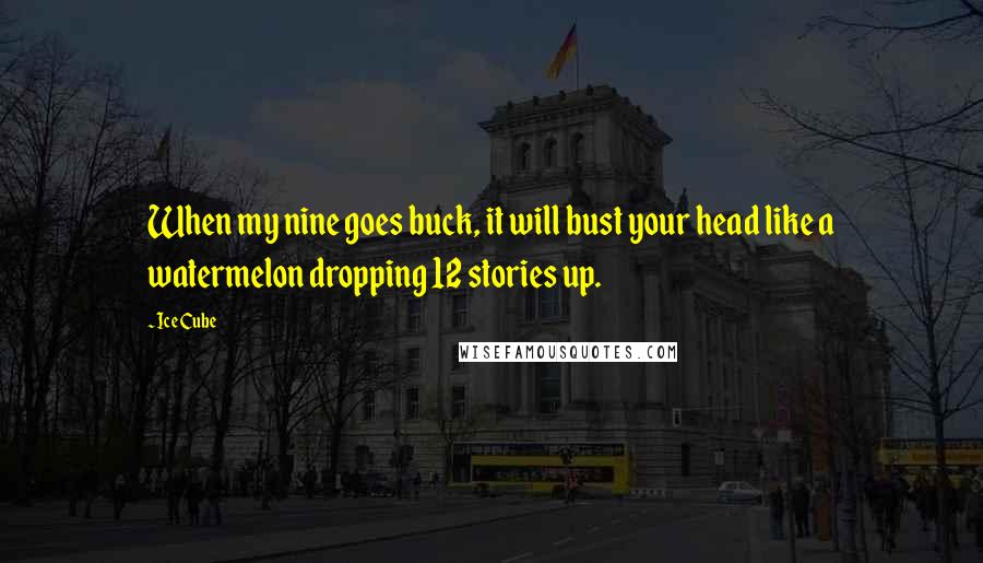 Ice Cube Quotes: When my nine goes buck, it will bust your head like a watermelon dropping 12 stories up.