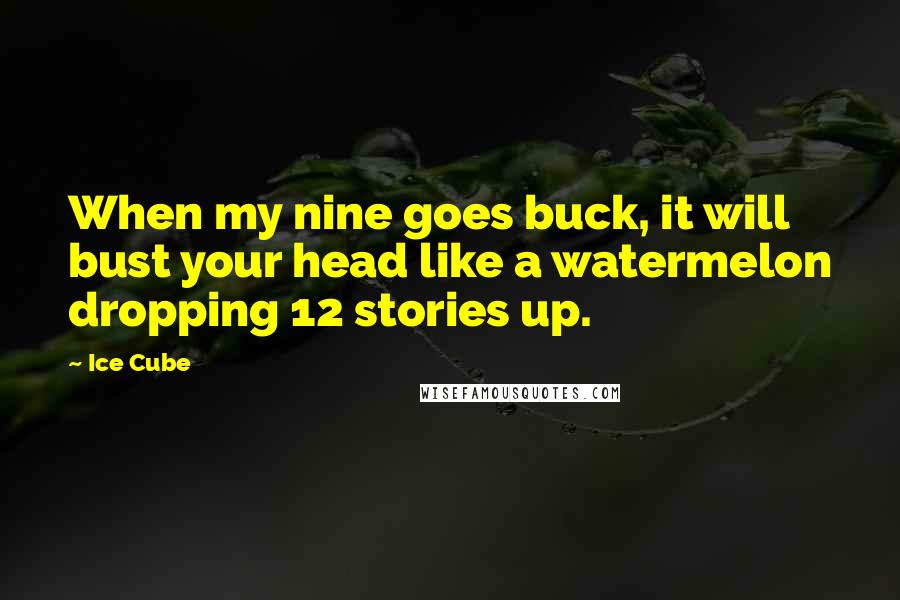 Ice Cube Quotes: When my nine goes buck, it will bust your head like a watermelon dropping 12 stories up.