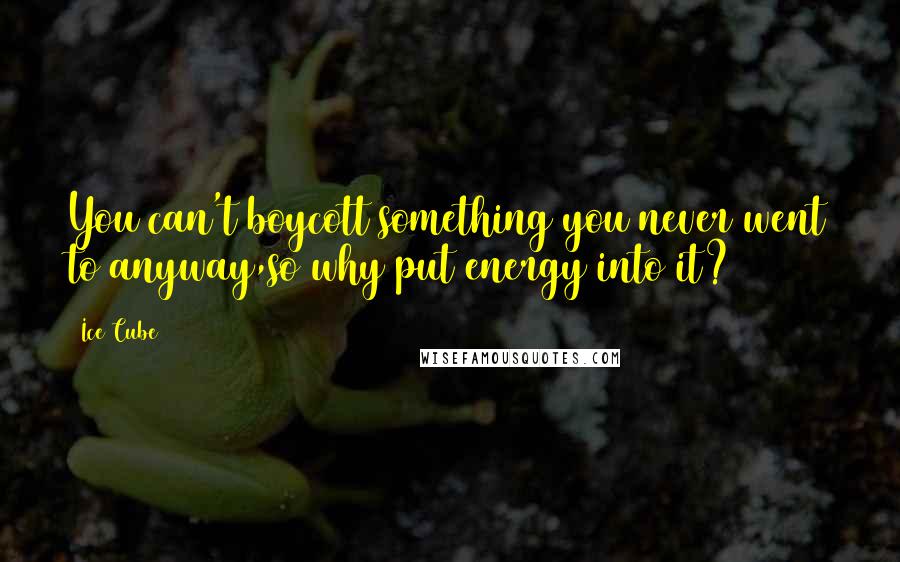 Ice Cube Quotes: You can't boycott something you never went to anyway,so why put energy into it?