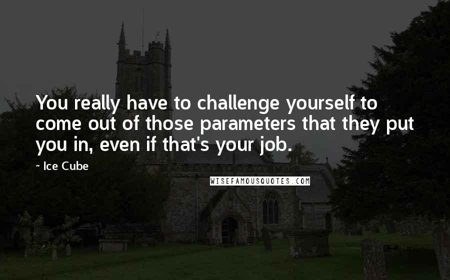Ice Cube Quotes: You really have to challenge yourself to come out of those parameters that they put you in, even if that's your job.