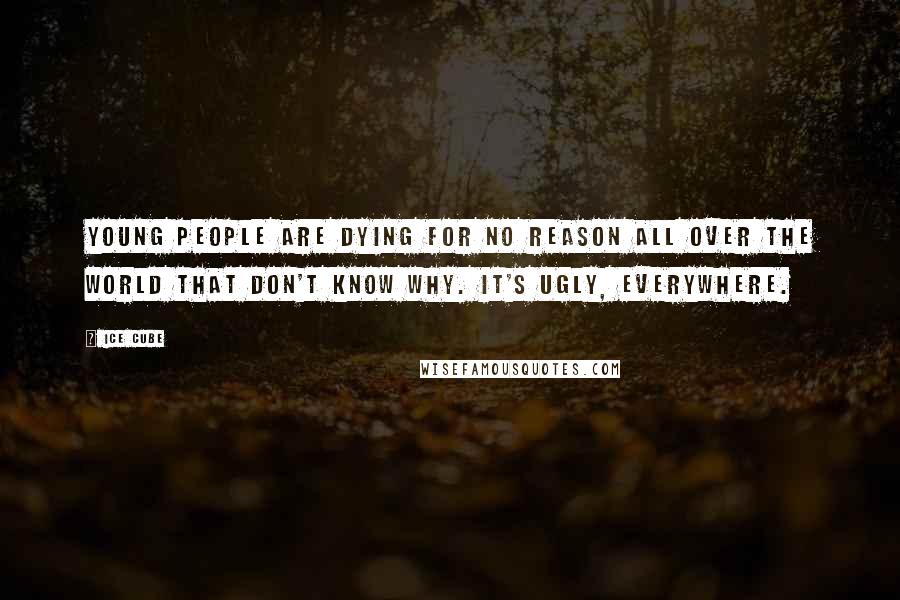 Ice Cube Quotes: Young people are dying for no reason all over the world that don't know why. It's ugly, everywhere.