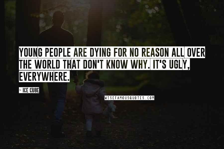 Ice Cube Quotes: Young people are dying for no reason all over the world that don't know why. It's ugly, everywhere.