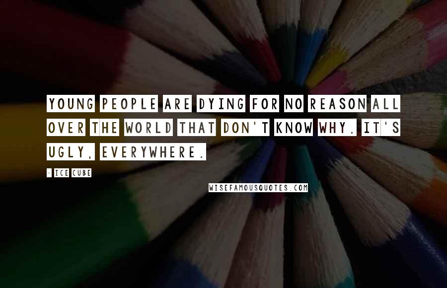 Ice Cube Quotes: Young people are dying for no reason all over the world that don't know why. It's ugly, everywhere.