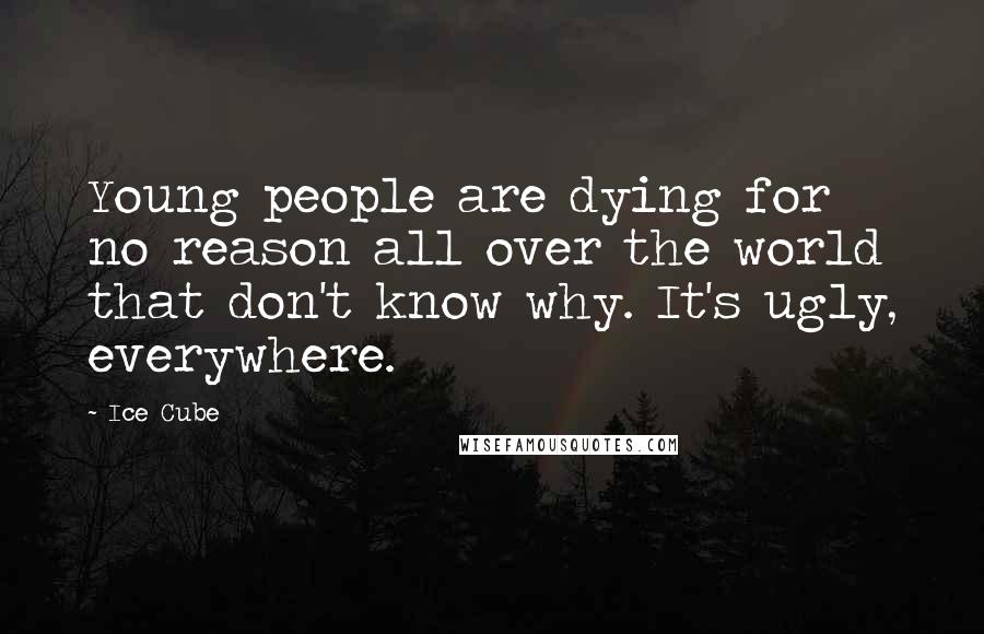 Ice Cube Quotes: Young people are dying for no reason all over the world that don't know why. It's ugly, everywhere.