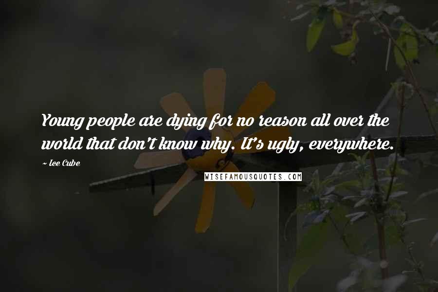 Ice Cube Quotes: Young people are dying for no reason all over the world that don't know why. It's ugly, everywhere.