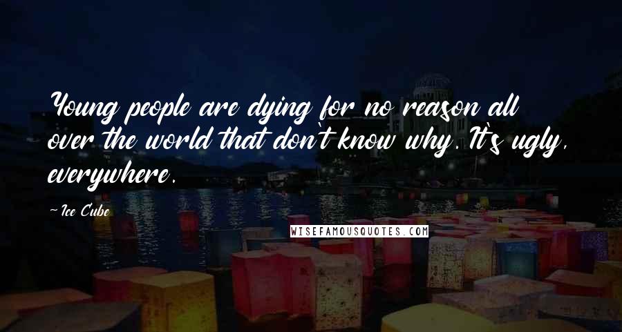 Ice Cube Quotes: Young people are dying for no reason all over the world that don't know why. It's ugly, everywhere.