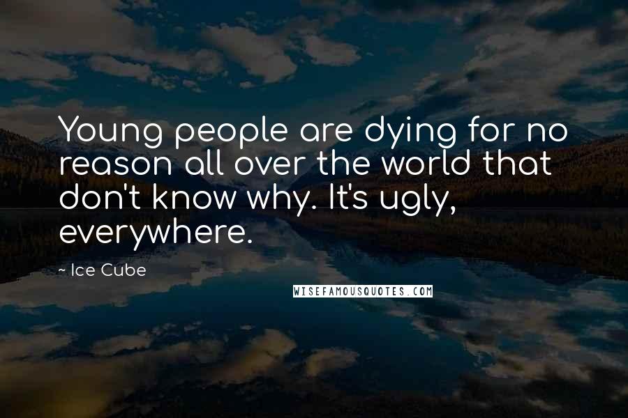 Ice Cube Quotes: Young people are dying for no reason all over the world that don't know why. It's ugly, everywhere.