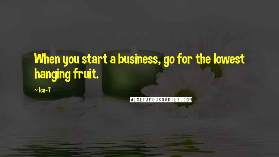 Ice-T Quotes: When you start a business, go for the lowest hanging fruit.