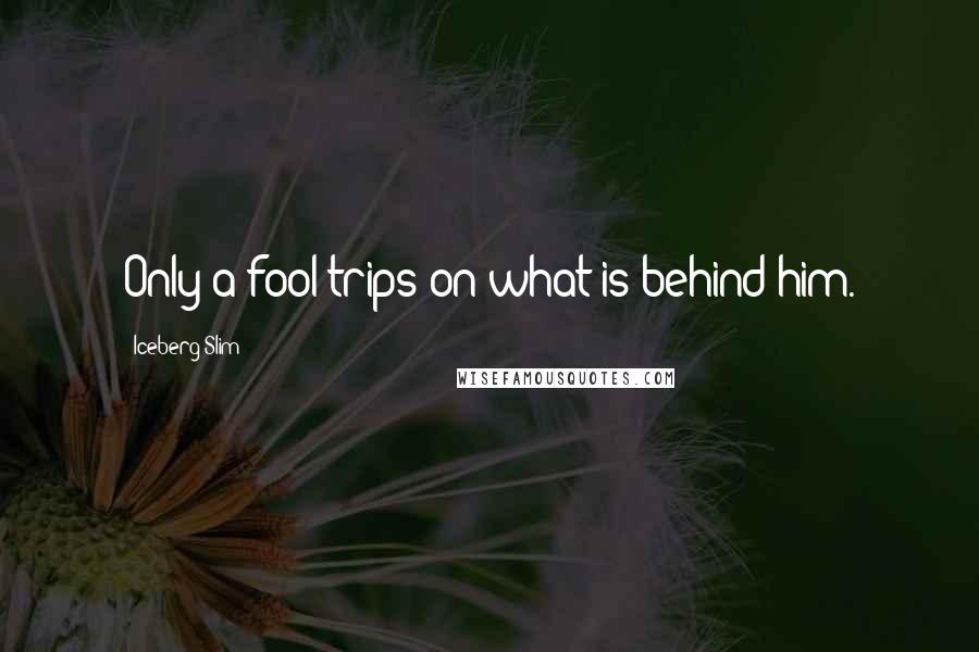 Iceberg Slim Quotes: Only a fool trips on what is behind him.
