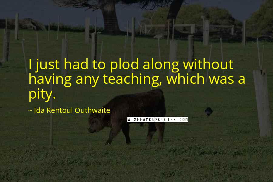 Ida Rentoul Outhwaite Quotes: I just had to plod along without having any teaching, which was a pity.