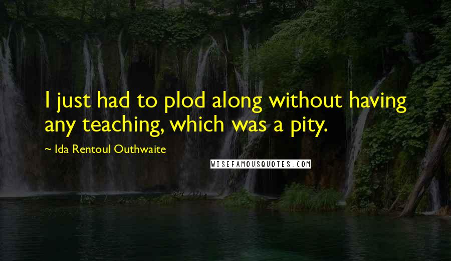 Ida Rentoul Outhwaite Quotes: I just had to plod along without having any teaching, which was a pity.