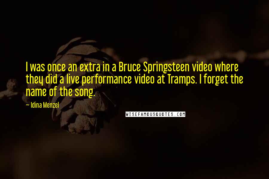 Idina Menzel Quotes: I was once an extra in a Bruce Springsteen video where they did a live performance video at Tramps. I forget the name of the song.