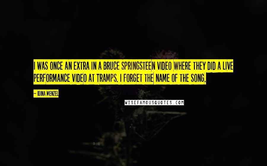 Idina Menzel Quotes: I was once an extra in a Bruce Springsteen video where they did a live performance video at Tramps. I forget the name of the song.