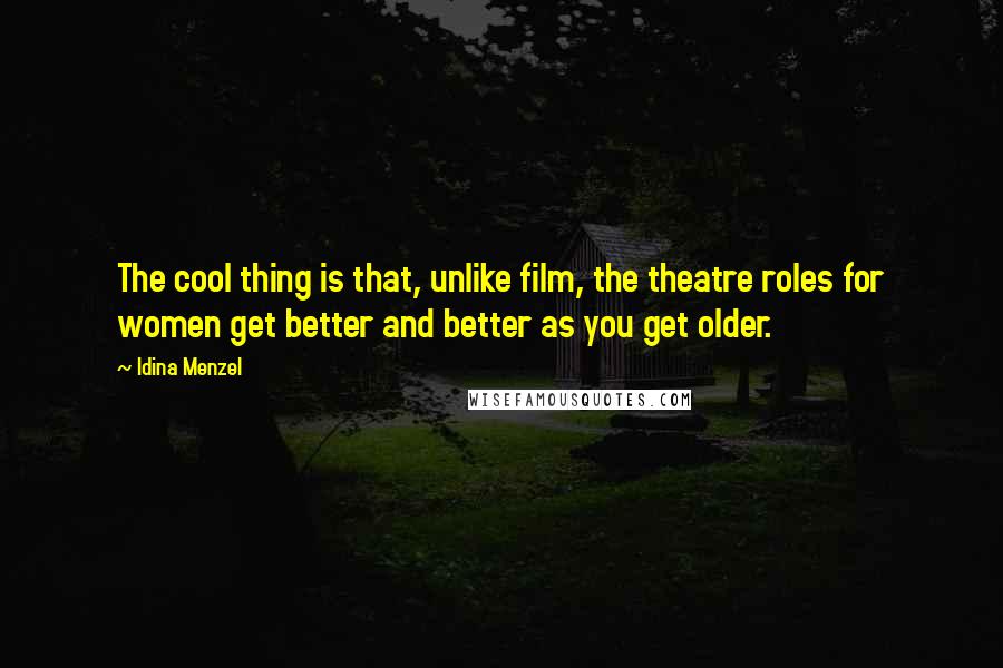 Idina Menzel Quotes: The cool thing is that, unlike film, the theatre roles for women get better and better as you get older.