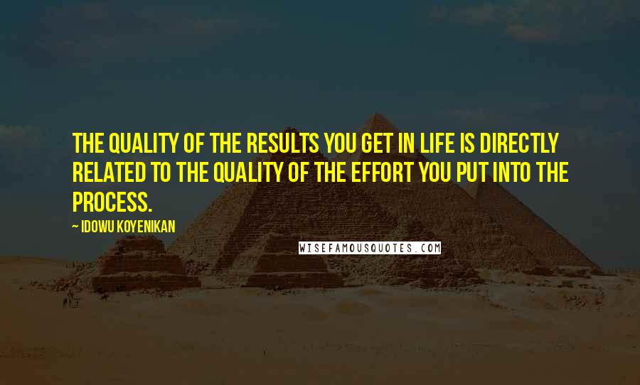Idowu Koyenikan Quotes: The quality of the results you get in life is directly related to the quality of the effort you put into the process.