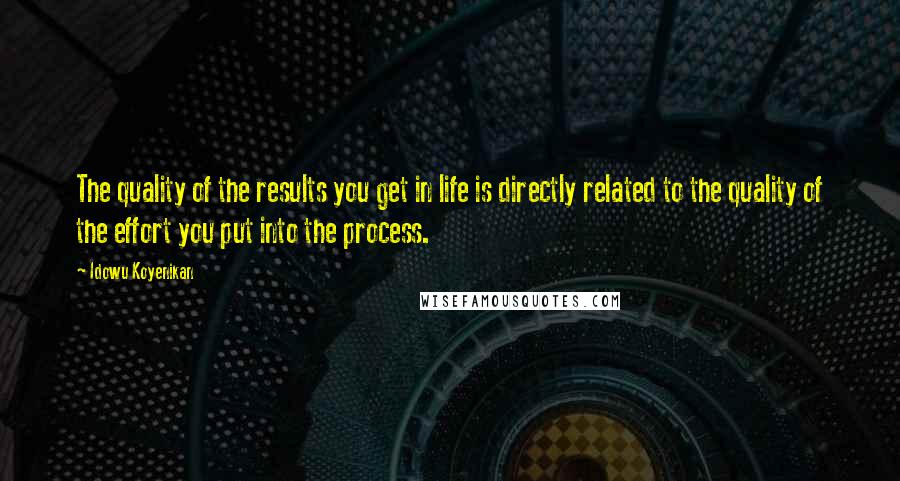 Idowu Koyenikan Quotes: The quality of the results you get in life is directly related to the quality of the effort you put into the process.