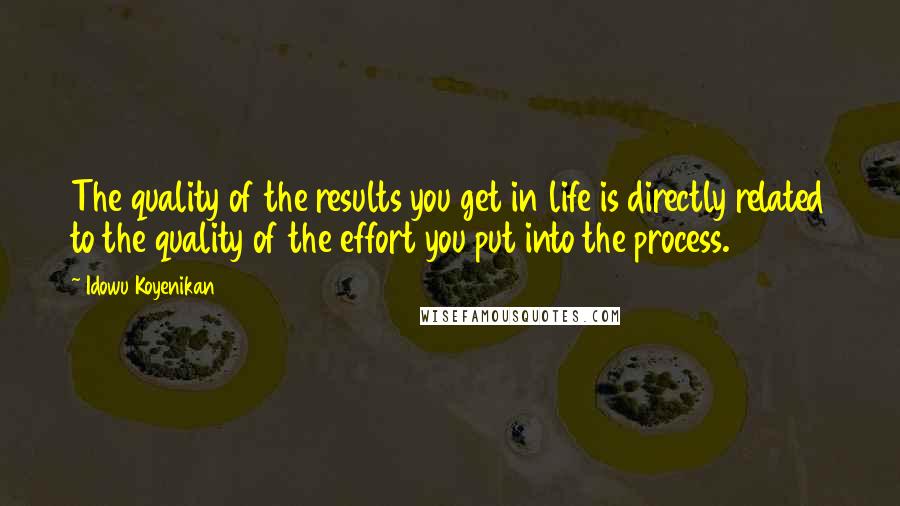 Idowu Koyenikan Quotes: The quality of the results you get in life is directly related to the quality of the effort you put into the process.