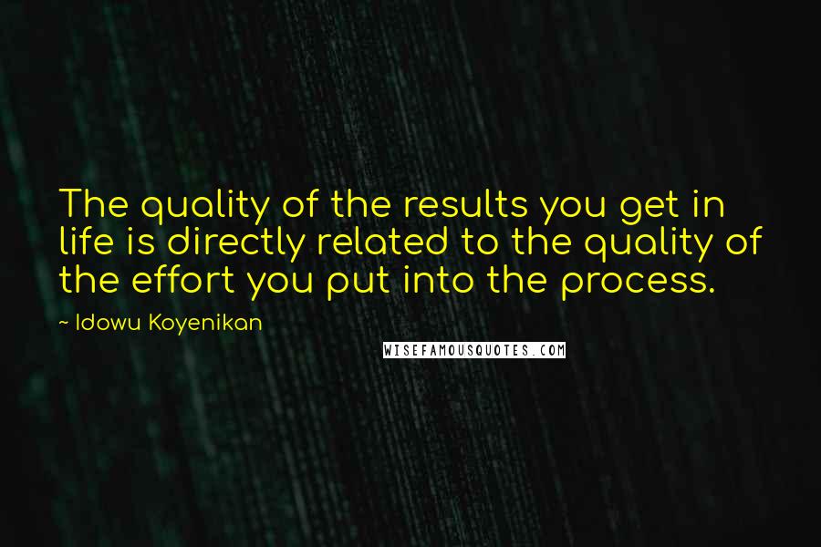 Idowu Koyenikan Quotes: The quality of the results you get in life is directly related to the quality of the effort you put into the process.