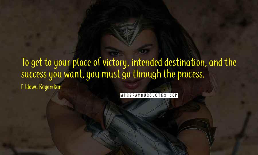 Idowu Koyenikan Quotes: To get to your place of victory, intended destination, and the success you want, you must go through the process.