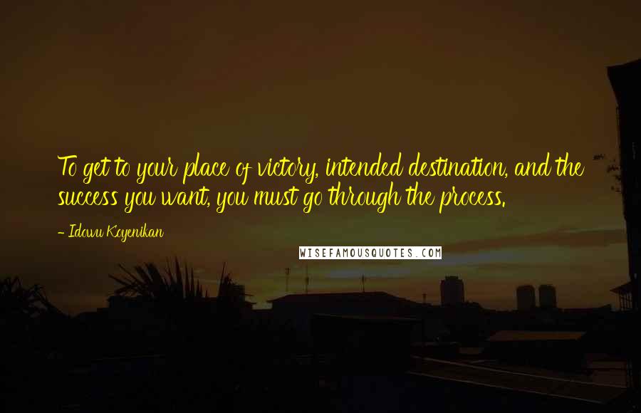 Idowu Koyenikan Quotes: To get to your place of victory, intended destination, and the success you want, you must go through the process.