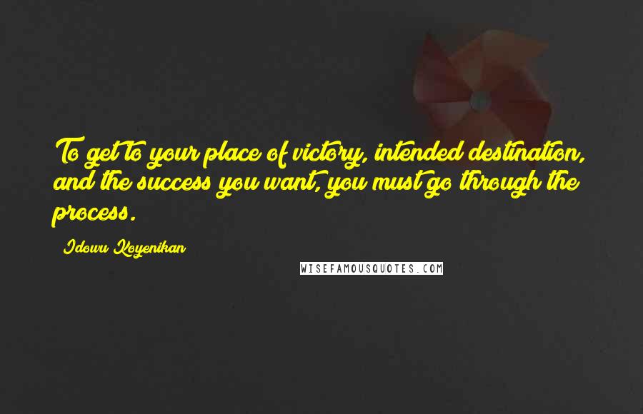 Idowu Koyenikan Quotes: To get to your place of victory, intended destination, and the success you want, you must go through the process.