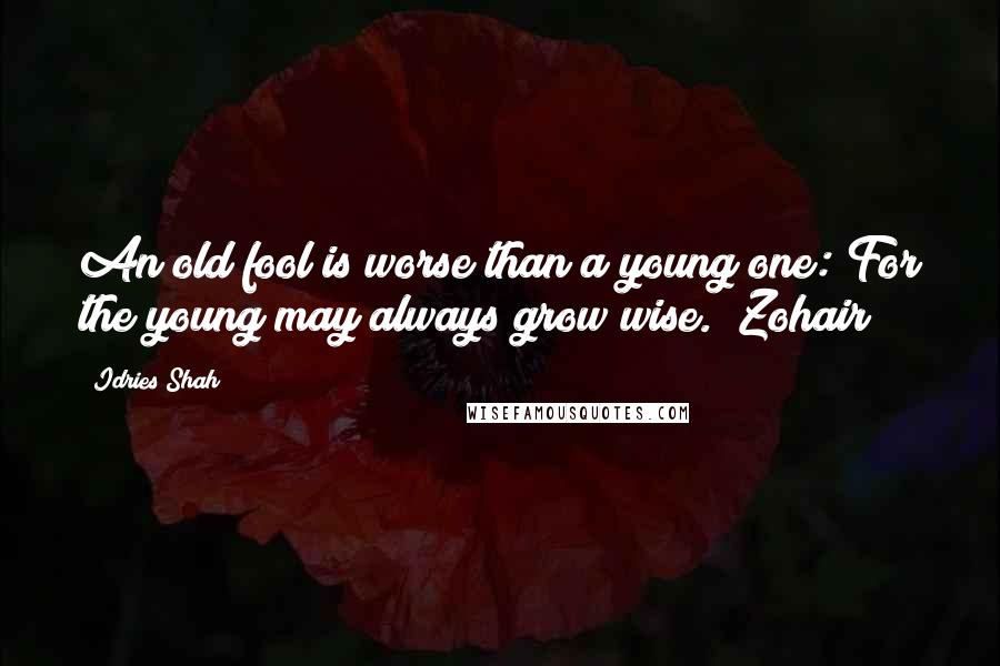 Idries Shah Quotes: An old fool is worse than a young one: For the young may always grow wise. (Zohair)
