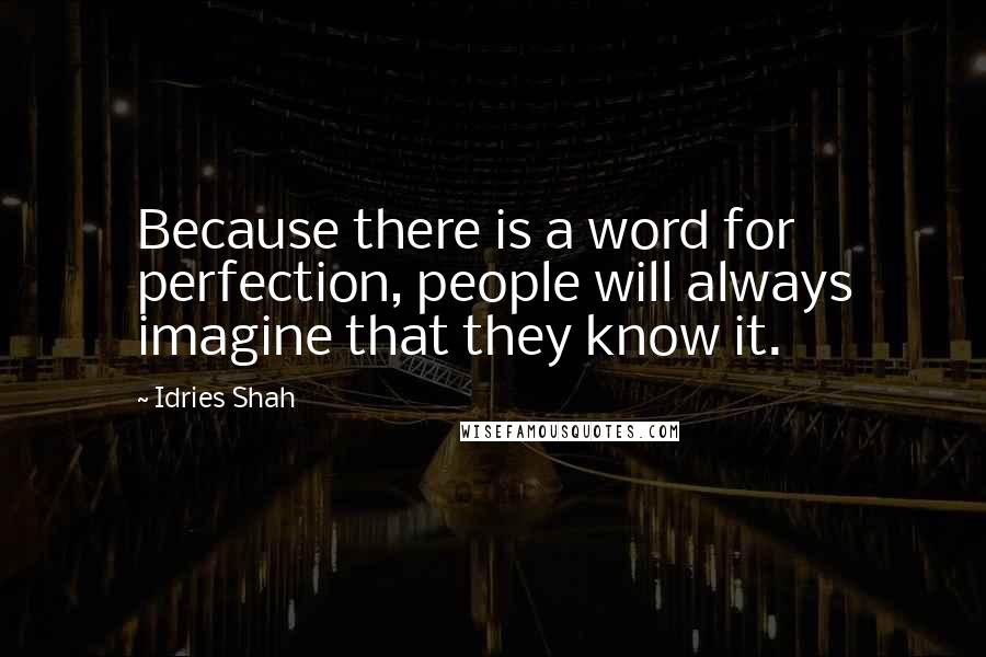 Idries Shah Quotes: Because there is a word for perfection, people will always imagine that they know it.