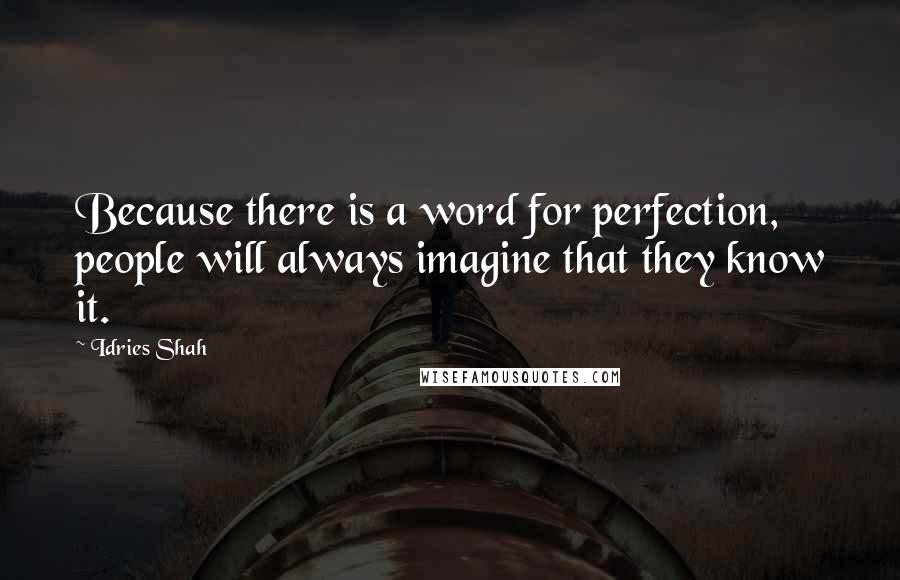 Idries Shah Quotes: Because there is a word for perfection, people will always imagine that they know it.