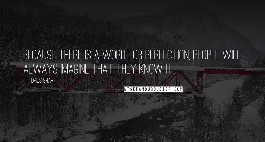 Idries Shah Quotes: Because there is a word for perfection, people will always imagine that they know it.