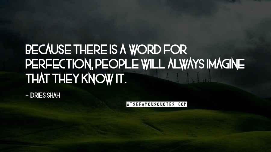 Idries Shah Quotes: Because there is a word for perfection, people will always imagine that they know it.