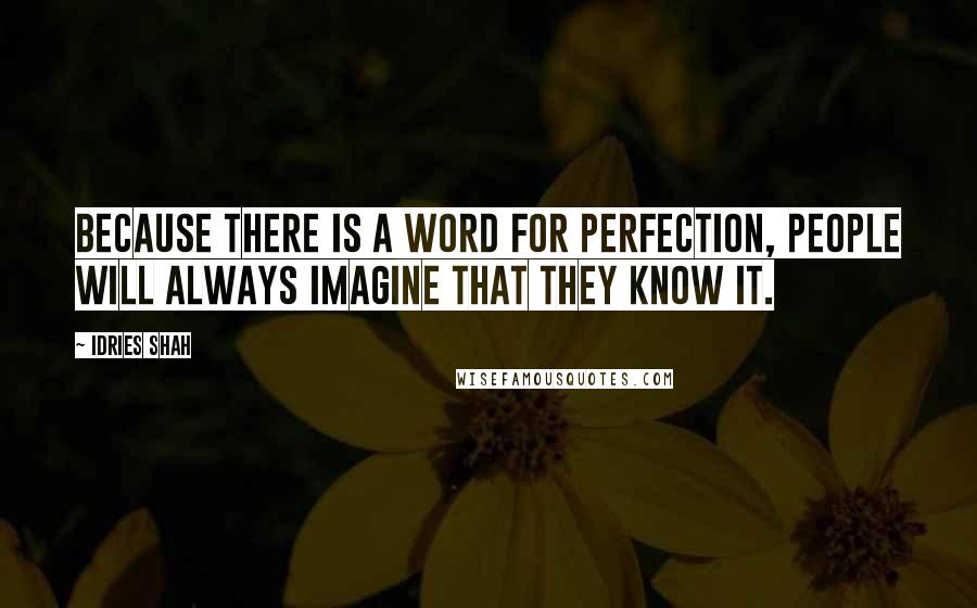 Idries Shah Quotes: Because there is a word for perfection, people will always imagine that they know it.