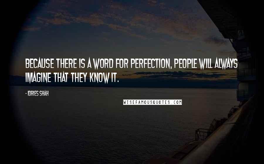 Idries Shah Quotes: Because there is a word for perfection, people will always imagine that they know it.