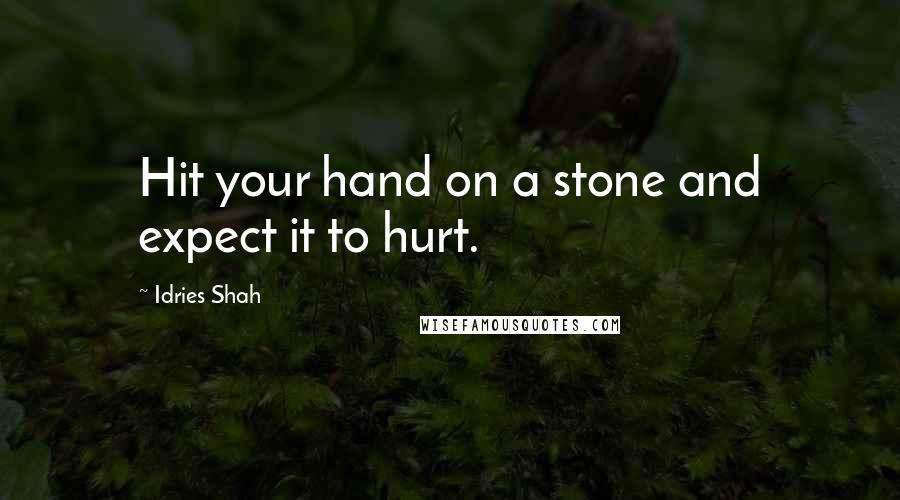 Idries Shah Quotes: Hit your hand on a stone and expect it to hurt.