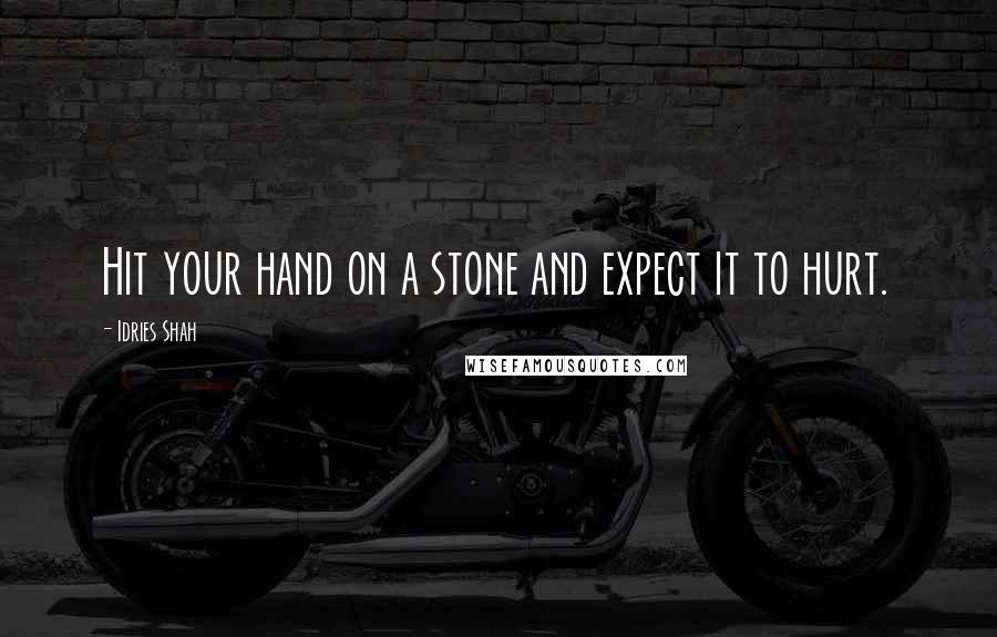 Idries Shah Quotes: Hit your hand on a stone and expect it to hurt.